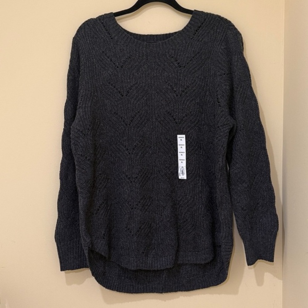 Sonoma Women's Dark Gray Crew Neck Sweater | Women’s long sleeve sweater XL New